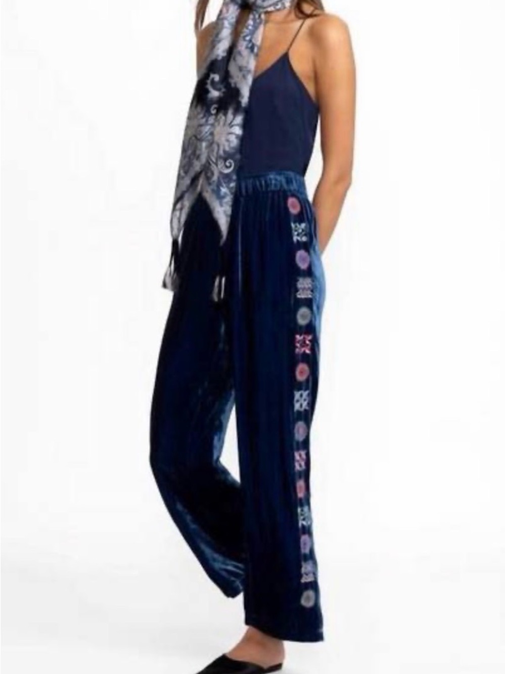 New JOHNNY WAS velvet wide leg pant nikkola in bellwether XS